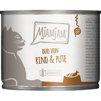 MjAMjAM Duo chutné hovädzie mäso a dobrý moriak s dusenou tekvicou 6 x 200 g