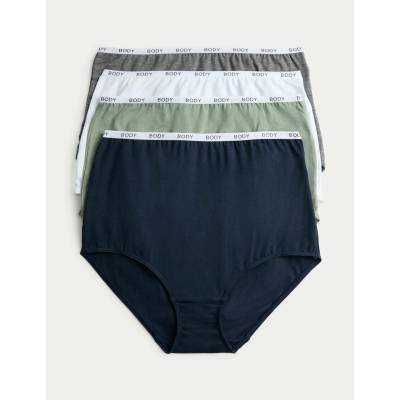 Marks & Spencer Бикини с висока талия с висок дял памук, 4 бр. Marks & Spencer сив Marks & Spencer | Siv | ЖЕНИ | 8