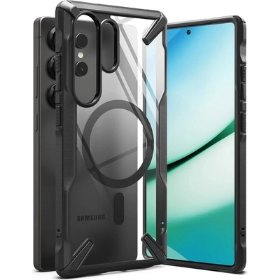 Ringke Fusion-X Magnetic Case - хибриден удароустойчив кейс с MagSafe за Samsung Galaxy S25 Ultra (черен-прозрачен)