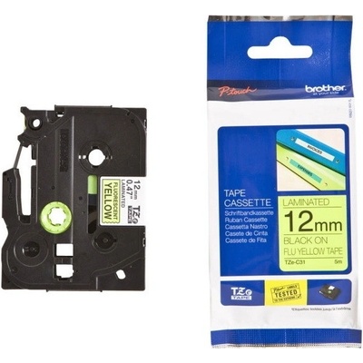 Páska Brother 12mm TZEC31, čierna na žltú FLUO