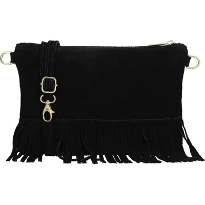 Beagles Černá vintage kožená crossbody kabelka „Carrie"