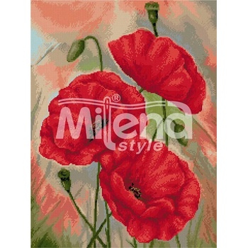 Milena Style Червени макове - гоблен със схема конци Ariadna 1: 1