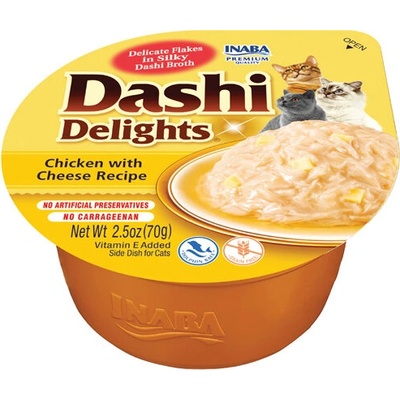 Inaba Foods Dashi Delights Chicken with Cheese - Купичка с късчета месо и японски бульон за котка с Пиле и Сирене 70 гр