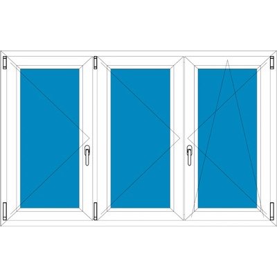 Aluplast Plastové okno Ideal 4000 Trojkřídlé bez středového sloupku 260x120 Bílá - Bílá
