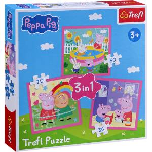 Trefl Пъзел Trefl 3 в 1 - Приятелите на Прасенцето Пепа (34873) - baby