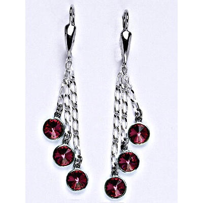 Čištín s krystaly Swarovski fuchsia kolečka na řetízku NK 1336/3/20