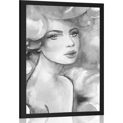 Plakát půvab ženy v černobílém provedení - 40x60 no frame