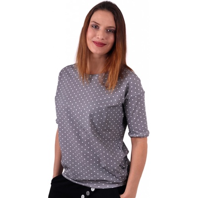 Dámské oversized tričko Darina šedá+bílý puntík