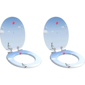 vidaXL Тоалетна седалка 2 pcs Синьо 44 x 38 см Инженерна дървесина (3414546)