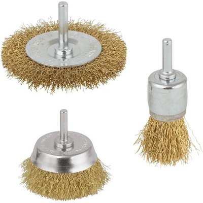 wolfcraft Комплект дискови четки за бормашина от месингова тел Wolfcraft 2739000 - 25, 45, 75 mm, 6 mm, 3 бр (2739000)