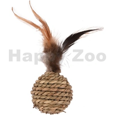 FLAMINGO Hračka pro kočky Babs míček s peřím chrastící 4,5x16cm