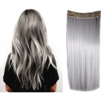 Clip in rychlopás 63cm kanekalon rovný – stříbrný – Hledejceny.cz