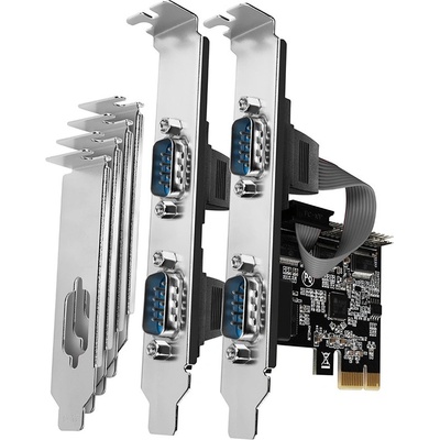 AXAGON PCI-Express card with four serial ports 250 kbps. ASIX AX99100. Standard & Low profile (PCEA-S4N)