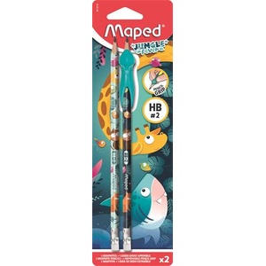 Maped Графитен молив с гума, HB, триъгълен, с дръжка за молив, MAPED "Jungle Fever", два модела 851819 (851819)