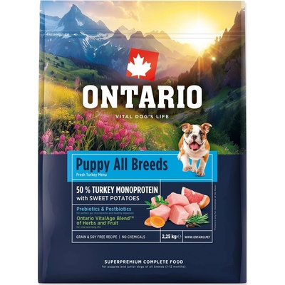 Ontario Puppy & Junior All Breeds Monoprotein Turkey & Sweet Potatoes 0,75 kg