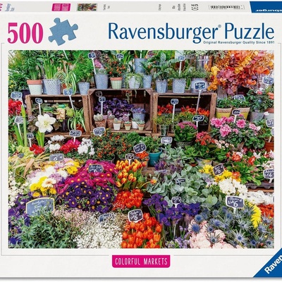 Ravensburger Пъзел Ravensburger от 500 части - Пазар за цветя във Франция (12001815)