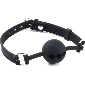 SuperLove Bondage Breathable Silicone Ball Gag Black