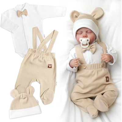 Baby Nellys Bavlněná souprava Gentleman 3D, body polodupačky s láclem – Zboží Dáma