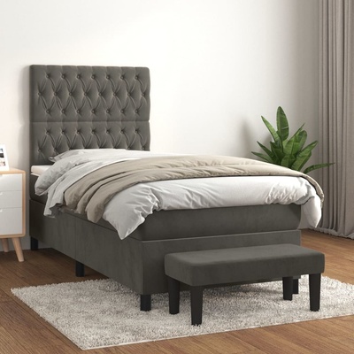 Petrashop 3137990 boxspring postel s matrací tmavě šedá samet