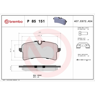 BREMBO Súprava brzdových doštičiek P 85 151