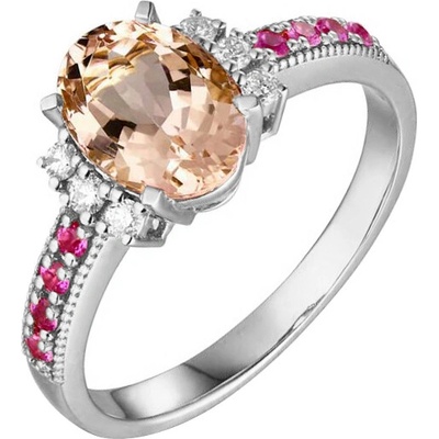 Eppi Morganitový zlatý prsten se safíry a diamanty Jemiah R32963