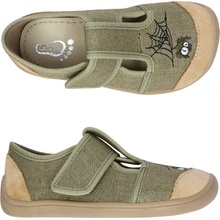 3F bačkůrky plátěnky 3BE3/LN35 bar3foot super flexi khaki Spider pavouk Barefoot