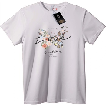 NOONEBRAND Тениска Цветна Любов с Пеперуда - 2XL, White