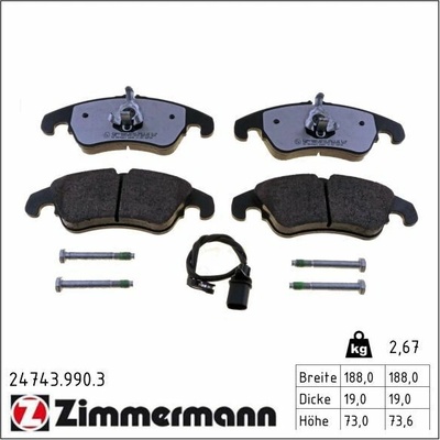 Sada brzdových platničiek kotúčovej brzdy ZIMMERMANN 24743.990.3