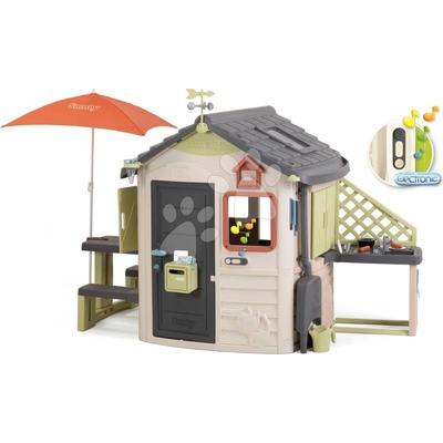 Smoby Domček s posedením pod slnečníkom Jura Lodge Life s kŕmidlom pre vtáčiky