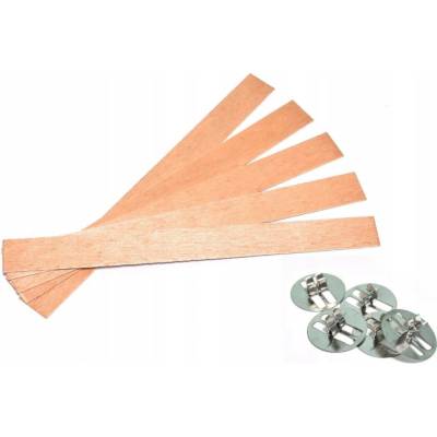 Dřevěné knoty s podstavci 15cm 50ks