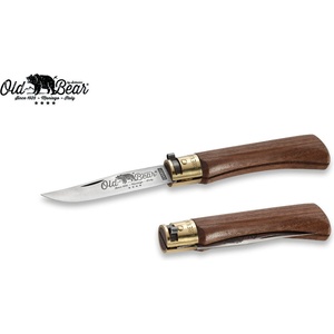 ANTONINI oldbear 9306/19_ln / Джобно ножче с острие от въглеродна стомана и дръжка от американски орех - кафяво 80 мм (aec0033)
