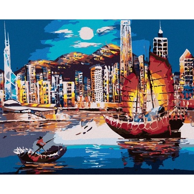 zuty Malování Podle Čísel Přístav V Hong Kongu 40 x 50 Cm Plátno Rám