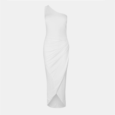 AX Paris Рокля AX Paris One Shoulder Wrap Draped Midi Dress - Cream