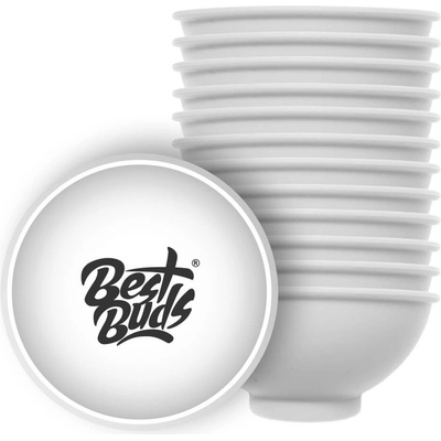 Best Buds Silikónová miska na miešanie biela s čiernym logom 7 cm