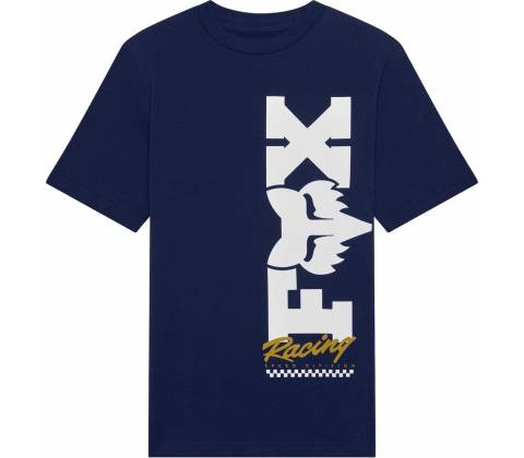 Fox Yth Checker Ss Tee Navy