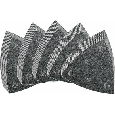 Fein 63717109035 sada brúsneho papiera pre delta brúsky na suchý zips, s otvormi Zrnitosť 60, 80, 120, 180, 240 Rohová miera 80 mm 1 sada; 63717109035
