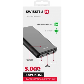 Swissten Power Line 5000mAh 10W 5000mAh černá 22013910