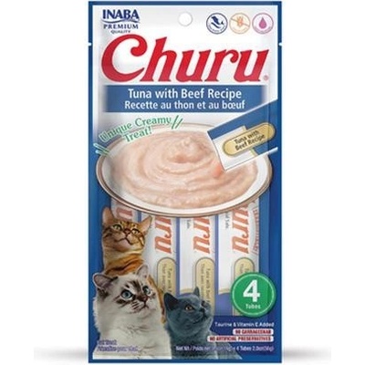 Inaba Churu Pyré cat Tuniak s hovädzou príchuťou 12 x 4 tuby 672 g