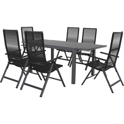Livarno home 800008468 Miami Rozkladací záhradný stôl Miami + Záhradné kreslo 6 ks