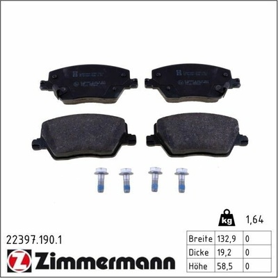 Sada brzdových platničiek kotúčovej brzdy ZIMMERMANN 22397.190.1