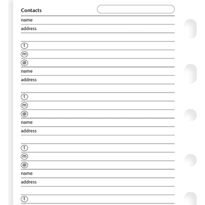 Filofax Adresář B7 náplň kapesních diářů 100 listů