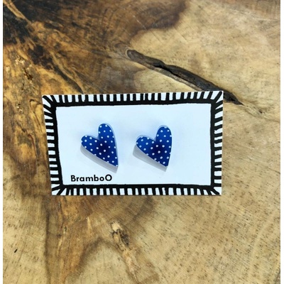 BramboO náušnice pecky Modrá srdce 28721