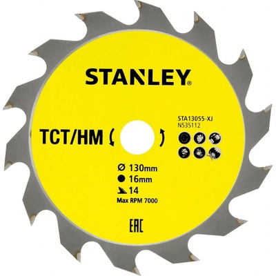 Stanley 13055 Pilový kotouč TCT/HM pro podélné řezy 130 x 16 mm, 14 zubů
