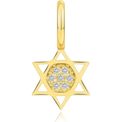 Šperky Eshop Přívěsek ze žlutého zlata Davidova hvězda se zirkony uprostřed S5GG255.79