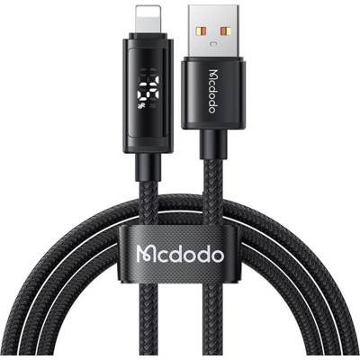 Mcdodo Кабел за данни - Mcdodo (CA-7970) - USB-A → Lightning, двоен LED дисплей, 3A, 1.2m - Черен