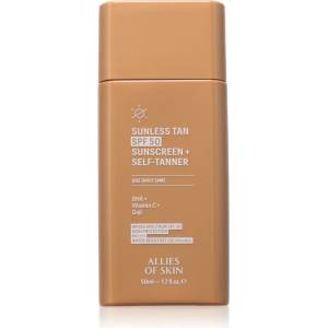 Allies of Skin Sunless Tan SPF 50 Sunscreen + Self-Tanner слънцезащитен крем с автобронзиращ ефект SPF 50 50ml