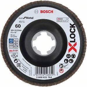 Bosch X-LOCK Ламелен шлифовъчен диск BfM Ø 115 мм, G 60, X571, ъглова версия, пластмаса 2608621764 (2608621764)