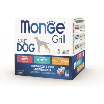 Monge Grill Adult zmiešané hovädzie & treska & kuracie & morčacie 12 x 100 g