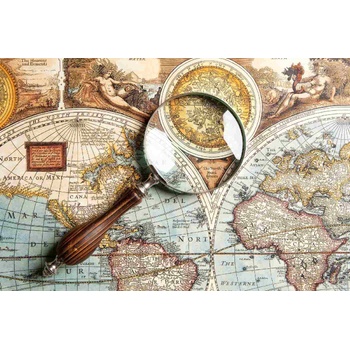 DIMEX ART s. r. o Флизелинов фототапет лупа и стара карта 375 x 250 см