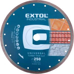 Extol Диамантен режещ диск EXTOL, турбо Thin Cut, сухо и мокро рязане, диаметър 250 x 25, 4 x 2 мм 8703047 (8703047)